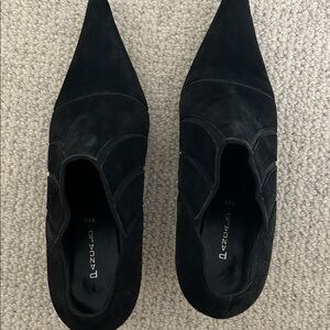 Elegant Pancaldi Black Suede Pointed Heels